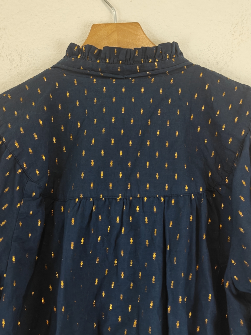 Emerson Fry Emmaline Blouse Maritime Gold Dot Lurex Cotton Tie Neck Top Boho XS - Picture 15 of 16